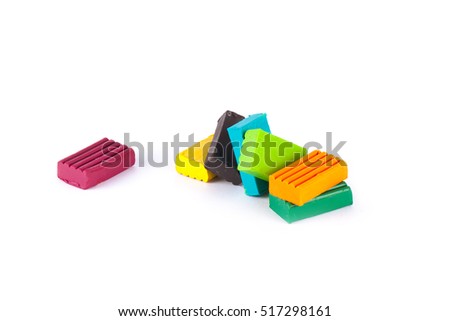 Photo children's colored plasticine isolated on white background. Materials for creativity