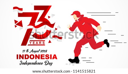 73th August 2018 Logo Special happy independence indonesia with run people
