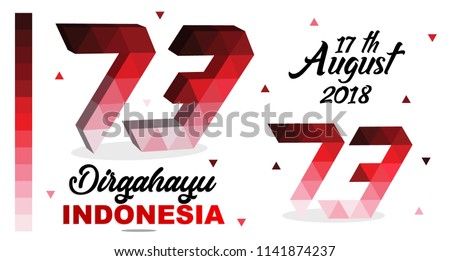 73 th Happy independence Indonesia with gradient color red