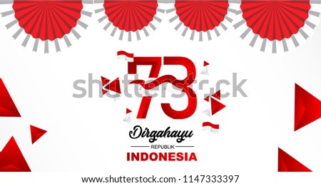 73th August 2018 Logo Special happy independence Indonesia day red and white bacground vector illustration with ballon