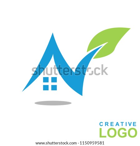 Logo Creative Home Property Concept with color green, blue