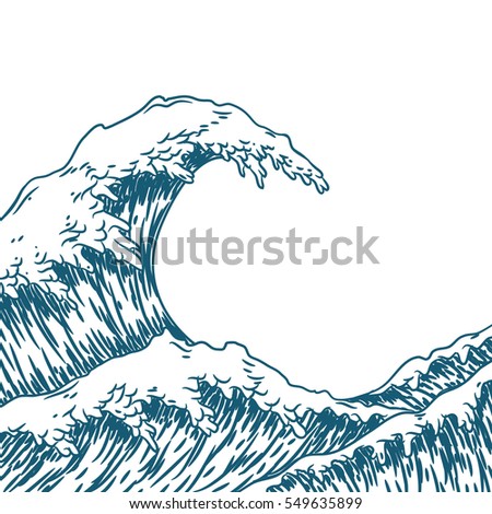 Hand Drawn Wave Background Vector Illustration Stock Vector 549635902 ...