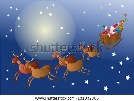 Rudolph Rednosed Reindeer Pulling Santas Sleigh Stock Illustration ...