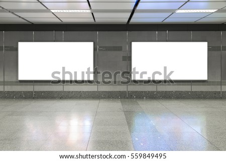 Blank billboard in subway. Useful for your advertising.