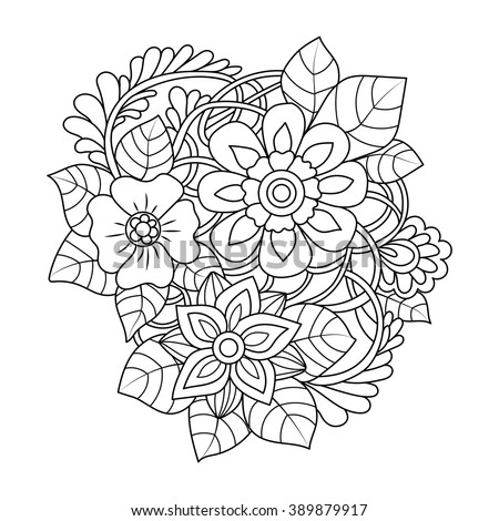 Handdrawn Design Element Doodle Art Flowers Stock Vector 389879917 ...