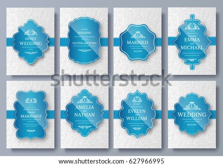 Set of Luxury colors artistic pages set with logo brochure template. Vintage art identity, floral, magazine. Traditional, Islam, Arabic, Indian. Decorative retro greeting card or invitation design