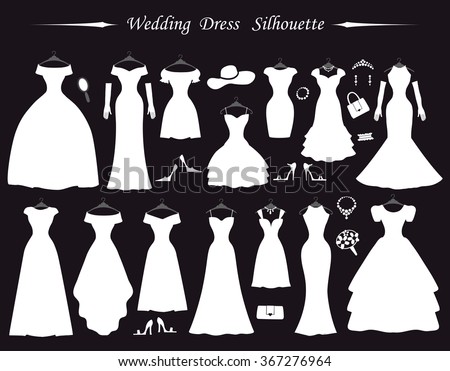  Wedding  Dressesfashion Bride White Dress  Silhouette  Stock 