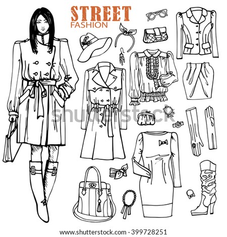 Fashion People Outline Vector Set Stock Vector 113848759 - Shutterstock