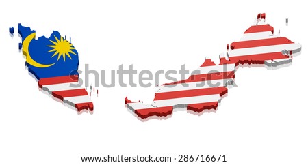 Detailed Illustration Map Malaysia Flag Eps10 Stock Vector 286716671 