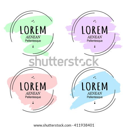 Abstract round banner set. Colorful creative vector icons. Paint stroke banners. Circle frame set.