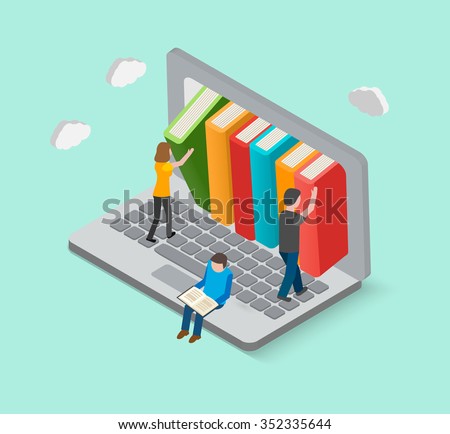 Download Isometric 3d Online Library Concept Little Stock Vector 352335644 - Shutterstock