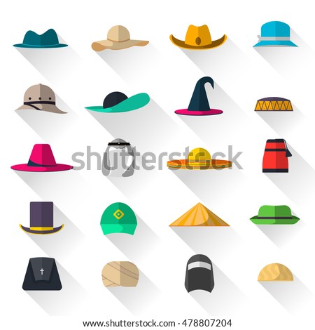 Hats Icons Set Isolated On White Stock Vector 478807204 - Shutterstock