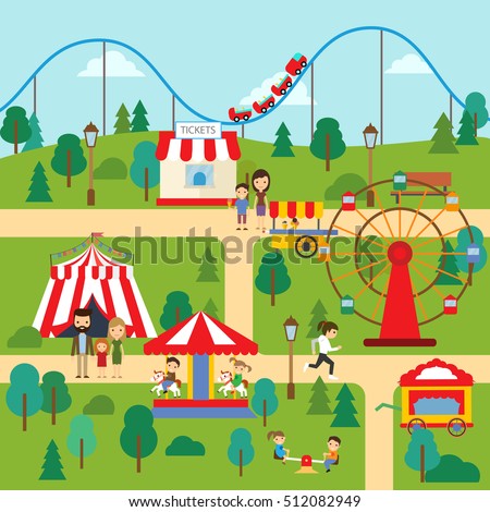 Amusement Park Landscape Concept Theme Cartoon 库存矢量图 541338508