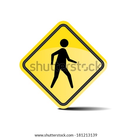 Man Walking Yellow Sign On White Stock Vector 109278686 - Shutterstock