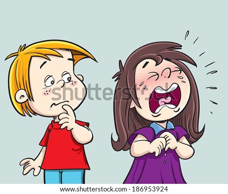 Little Girl Crying Stock Vector 186953924 - Shutterstock