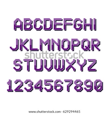 Vector Pixel 3d Font Alphabet Numbers Stock Vector 493717576 - Shutterstock