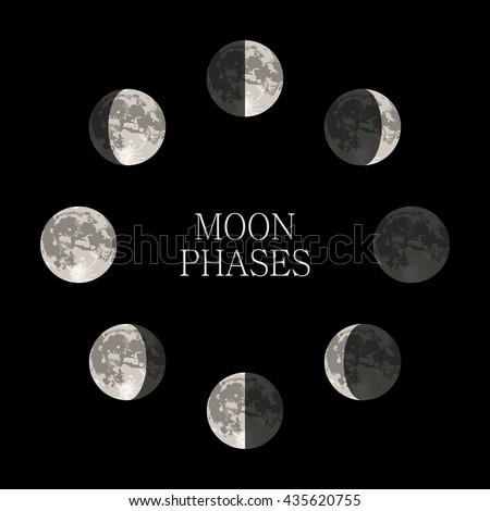 Moon Phases Icon Night Space Astronomy Stock Vector 435620749 ...