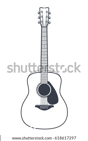 s vector logo line Vector Outline Vector Acoustic Stock Style Guitar Guitar