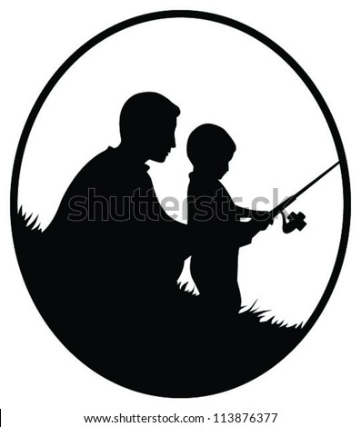 Download Vector Silhouette Illustration Father Son Fishing Stock ...