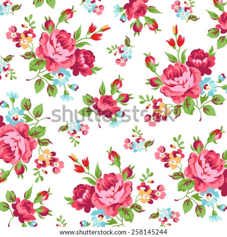 Floral Pattern Red Rose Stock Vector (Royalty Free) 258145244