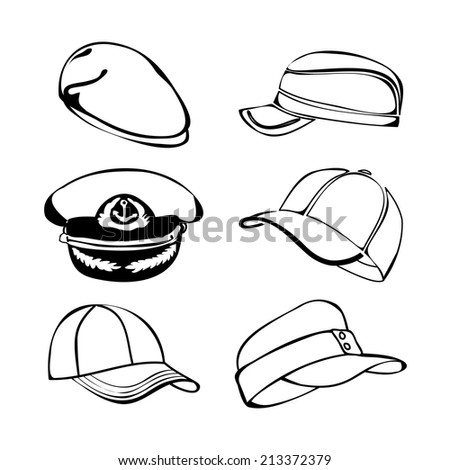 Cartoon Vector Outline Illustration Hats Caps Stock Vector 47051821 ...