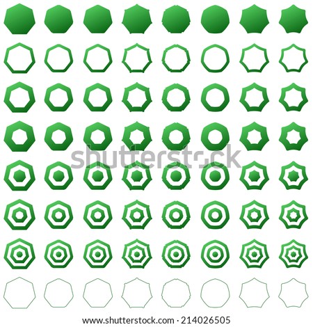 Green heptagon set - jpeg version - stock photo