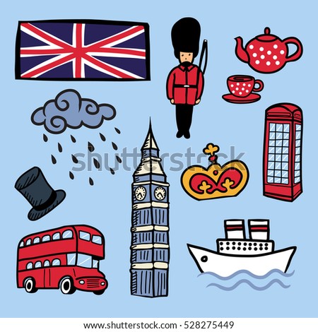 Cartoon Vector Isolated Elements United Kingdom Stock Vector 302734022 ...