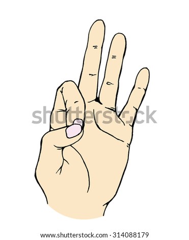 Illustration Cartoon Hand Holding Three Fingers Stock Vector 106320554 ...