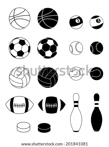 Set Sport Balls Outline Basketball Ball Stock Vector 174119354 ...