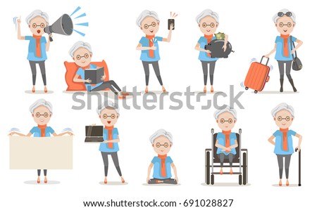 Elderly Female Poses And Emotion In Casual Clothes Different Speak Amplifier Sleeping Elderly Female Poses And Emotion In Casual Clothes Different Speak Amplifier Sleeping