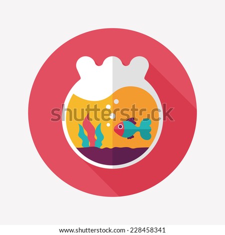 Pet goldfish bowl flat icon with long shadow,eps10