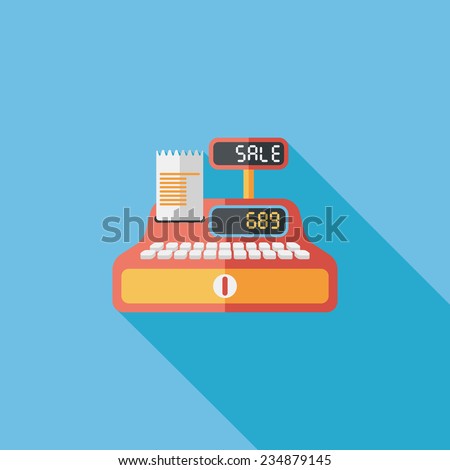shopping cash register flat icon with long shadow,eps10
