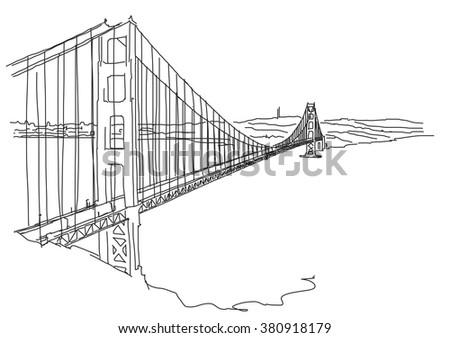 Hand Drawn Brooklyn Bridge Vector Stock Vector 338245790 - Shutterstock