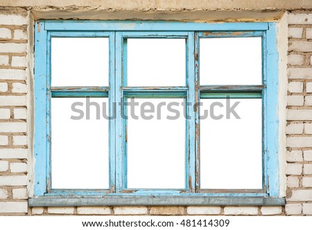 Very Old Grunge Wooden Window Frame Stock