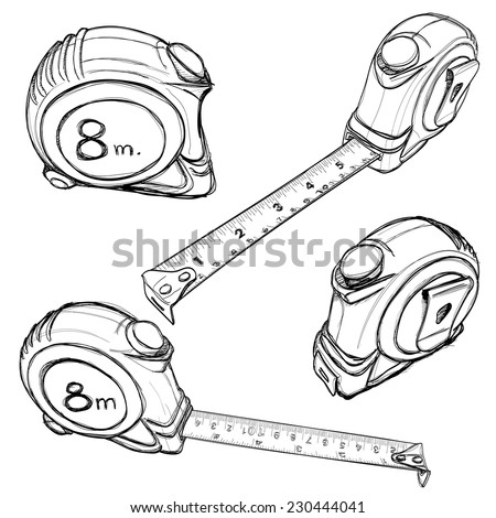 ruler app sketch show Vector Tape Hand Drawing Measure Stock 230444041 Vector