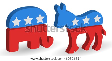 3d political Democrat and Republican party symbols - stock vector
