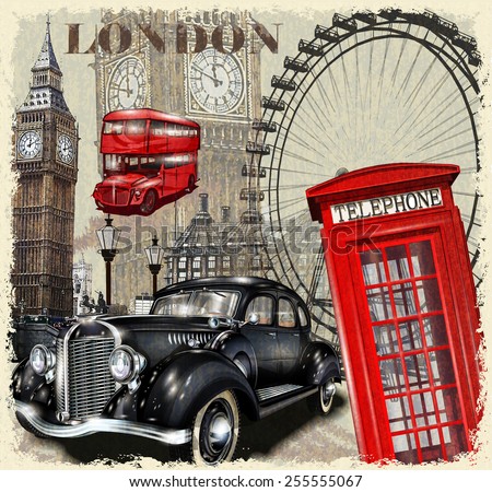 London Vintage Poster Stock Vector 255555067 - Shutterstock