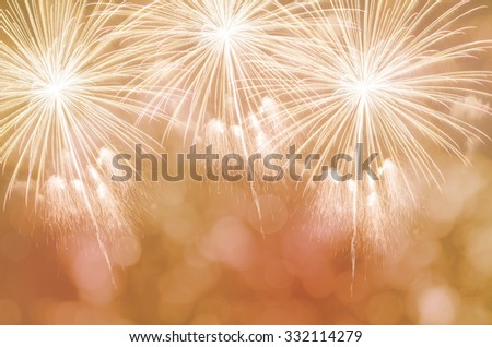 Fireworks at New Year and copy space.