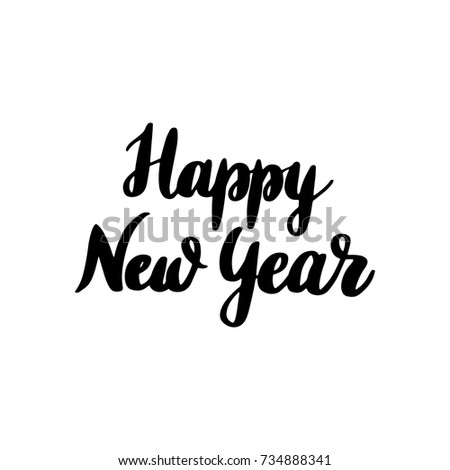 Happy New Year Lettering Vector Illustration Stock Vector 734888341