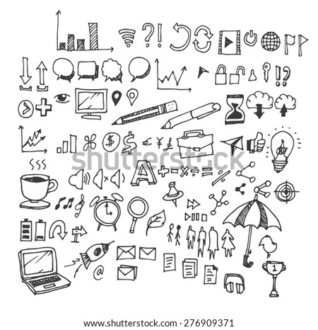 Set Computer Doodles 55 Elements Stock Vector 39889546 - Shutterstock