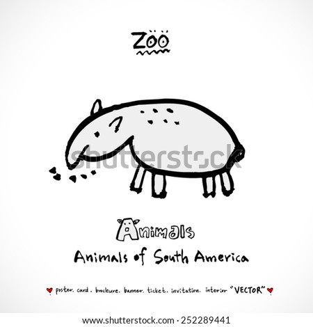 Hand Drawn Zoo Illustration Animal Sketch Stock Vector 252285340