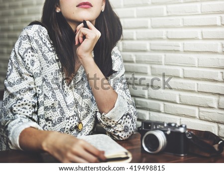 Woman Thinking Dreaming Concentration Project Concept
