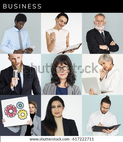 Collage Diverse Business People Talking On Stock Photo 25501861 ...