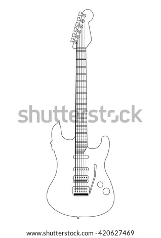 Retro Rockabilly Guitar On White Background Stock Vector 348873752 ...