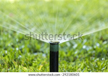 Garden automatic Irrigation system spray watering lawn.