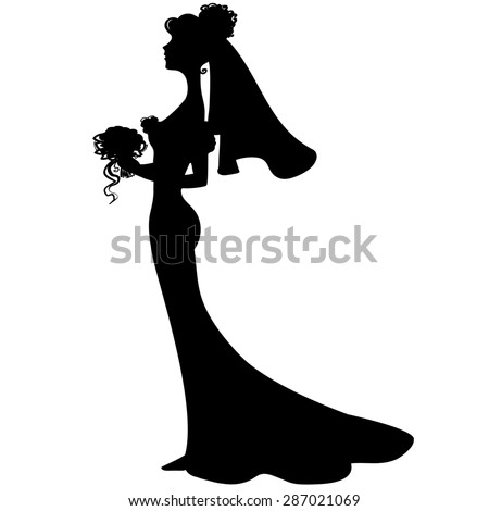 Download Black Silhouette Bride Wedding Dress On Stock Vector ...