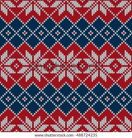Winter Holiday Seamless Knitting Pattern Christmas Stock Vector ...