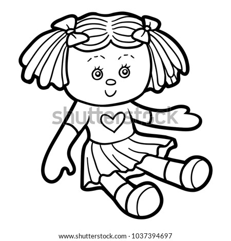 Coloring Book Children Doll Stock Vector 1037394697 - Shutterstock