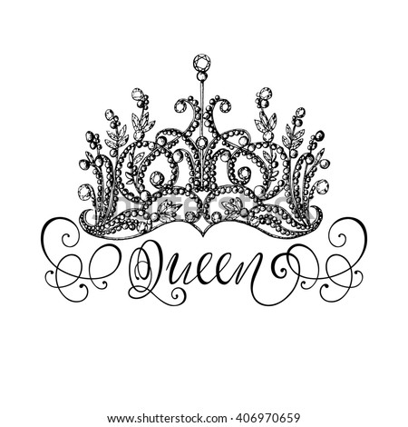 Elegant Handdrawn Queen Crown Lettering Graphic Stock Vector 376480792 ...