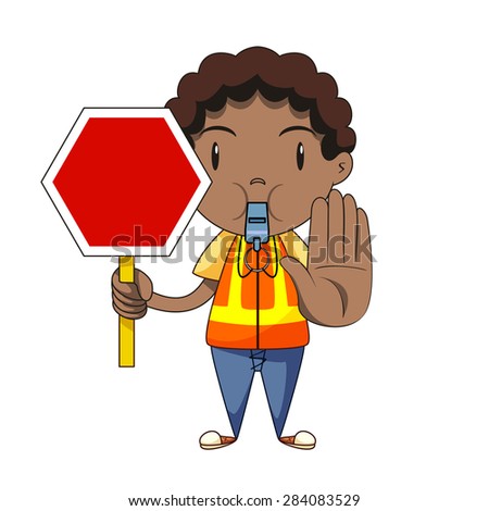 child holding stop sign traffic officer stock vektorgrafik 283067891